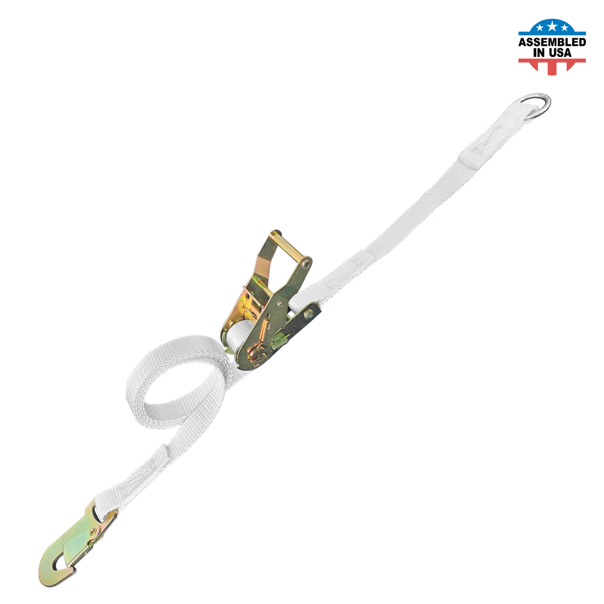 1" Ratchet Tent Strap with O-Ring fitting and Snap Hook strap
