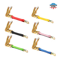 Load image into Gallery viewer, USA 2&quot; Replacement Ratchet Short Fixed End Strap w/ Flat Snap Hooks
