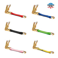Load image into Gallery viewer, USA 2&quot; Tie Down Ratchet Replacement Short Fixed End Strap w/ J Hook
