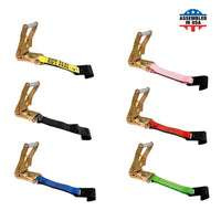 Load image into Gallery viewer, USA 2&quot; Tie Down Ratchet Replacement Short Fixed End Strap w/ Flat Hook
