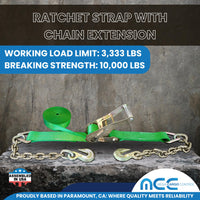 Load image into Gallery viewer, 2&quot; Ratchet Tie Down Strap With Chain Extensions
