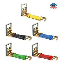 Load image into Gallery viewer, USA 3&quot; 4&quot; Ratchet Tie Down Short Fixed End Strap w/ J Hook
