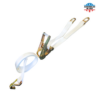 Load image into Gallery viewer, 2&quot; Double Leg Ratchet Tent Strap With Double Bar D-rings And Wire J Hook
