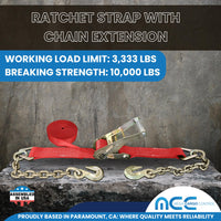 Load image into Gallery viewer, 2&quot; Ratchet Tie Down Strap With Chain Extensions
