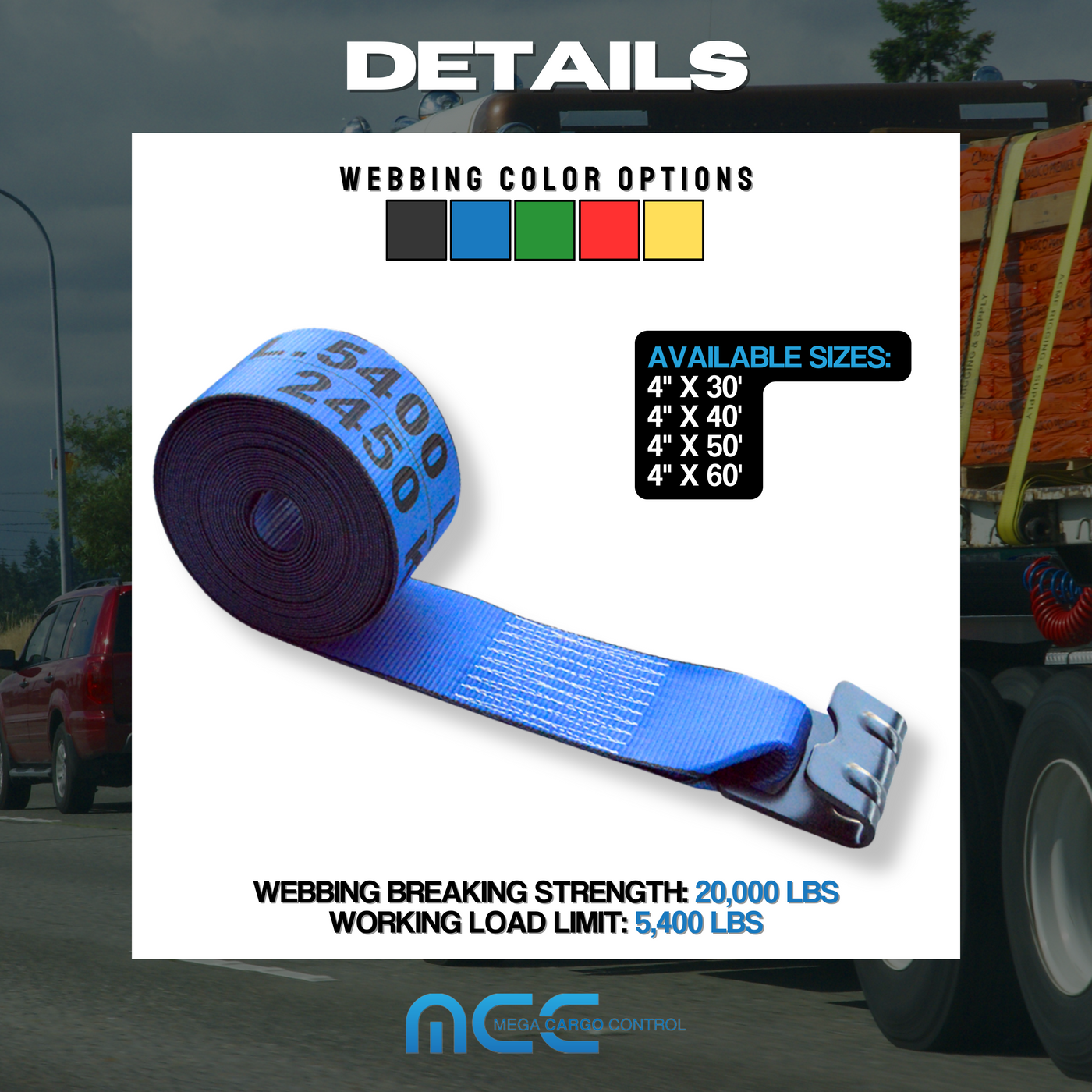 4' X 27′ Winch Strap with Flat Hook & Defender - China Lashing