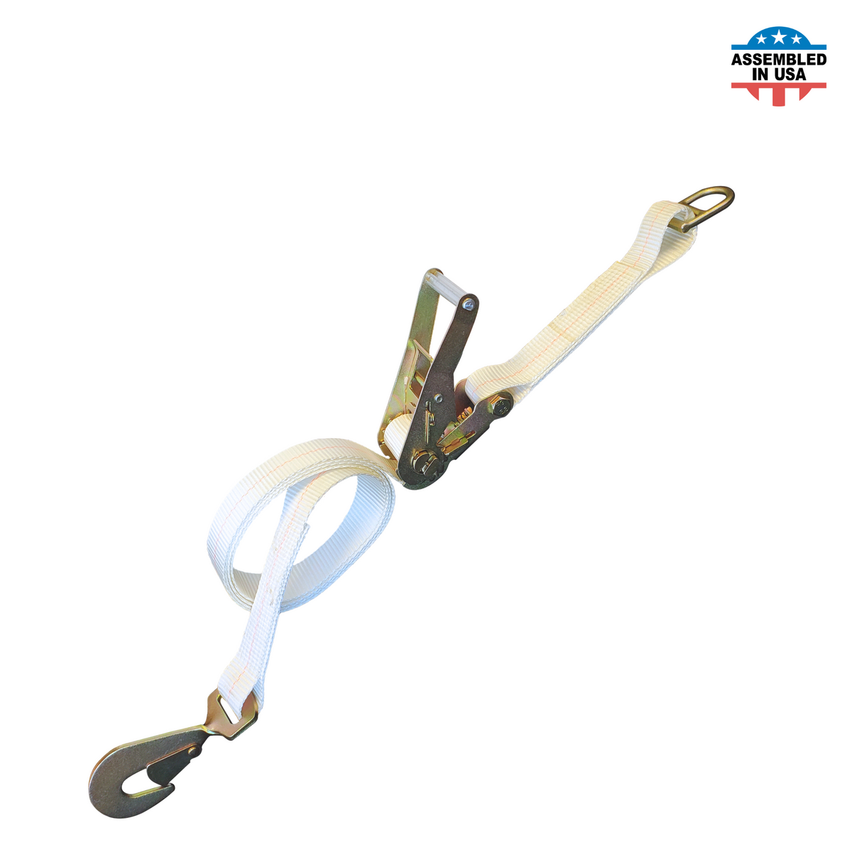 2" Ratchet Tent Strap With Double Bar D-Ring And Twisted Snap Hook