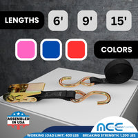 Load image into Gallery viewer, USA 1&quot; Tie Down Ratchet Straps w/ S Hooks
