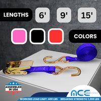 Load image into Gallery viewer, USA 1&quot; Tie Down Ratchet Straps w/ S Hooks
