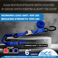 Load image into Gallery viewer, 1&quot; X 6&#39; Cam Buckle Straps with 2 S Hooks With Keeper &amp; Loop End
