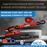 Load image into Gallery viewer, 1&quot; X 6&#39; Cam Buckle Straps with 2 S Hooks With Keeper &amp; Loop End
