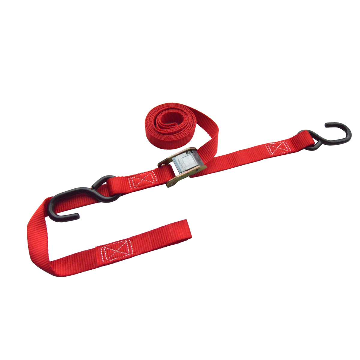 1" X 6' Cam Buckle Strap With 2 Fully Coated S Hooks With Loop End