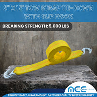 Load image into Gallery viewer, 2&quot; x 15&#39; Heavy Duty Tow Strap With Slip Hook 5,000 lbs Breaking Strength
