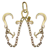 G70 5/16" x 2ft V Bridle Tow Chain w/ 8" J Hook & TJ Combo & Grab Hook WLL: 4700 LBS