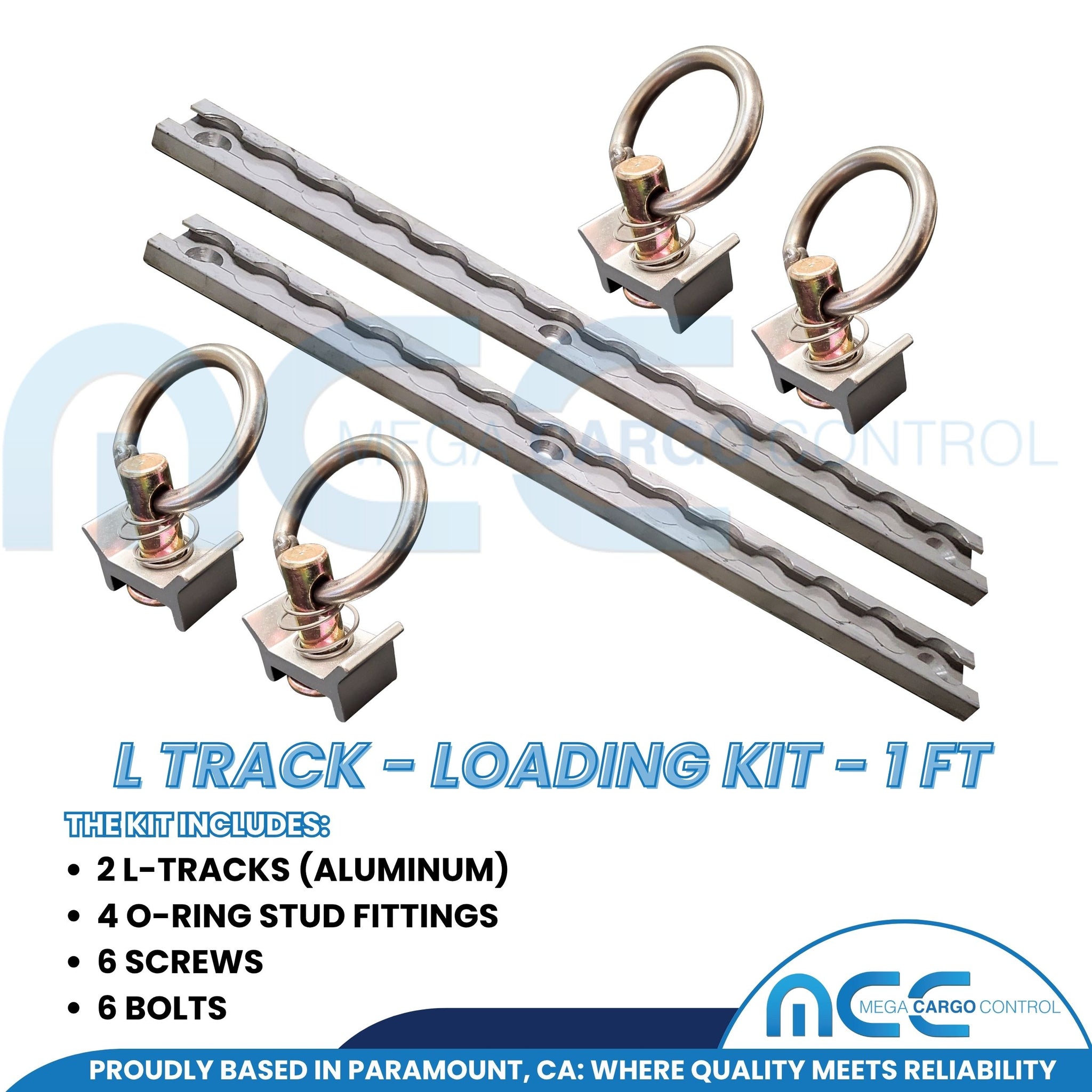 L Track Loading Kit Tie Down System - 2 Tracks + 2 Loading Rings 