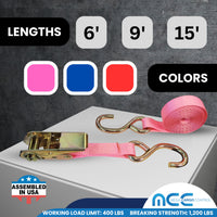 Load image into Gallery viewer, USA 1&quot; Tie Down Ratchet Straps w/ S Hooks
