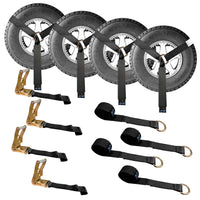 Load image into Gallery viewer, Side Mount Wheel Net With Flat Hook Ratchet Strap - 4 Pack
