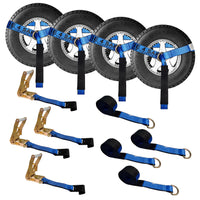 Load image into Gallery viewer, Side Mount Wheel Net With Flat Hook Ratchet Strap - 4 Pack
