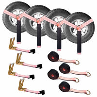 Load image into Gallery viewer, Side Mount Wheel Net With Flat Hook Ratchet Strap - 4 Pack
