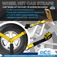 Load image into Gallery viewer, Side Mount Wheel Net With Flat Hook Ratchet Strap - 4 Pack
