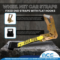 Load image into Gallery viewer, Side Mount Wheel Net With Flat Hook Ratchet Strap - 4 Pack
