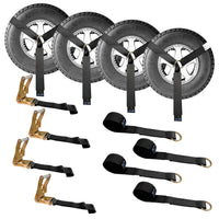 Load image into Gallery viewer, Side Mount Wheel Net With Flat Hook Ratchet Strap - 4 Pack
