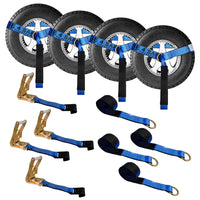 Load image into Gallery viewer, Side Mount Wheel Net With Flat Hook Ratchet Strap - 4 Pack
