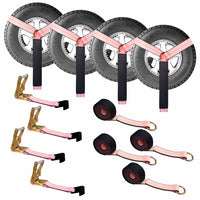 Load image into Gallery viewer, Side Mount Wheel Net With Flat Hook Ratchet Strap - 4 Pack
