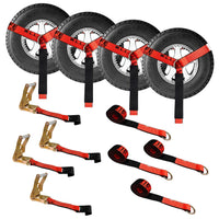Load image into Gallery viewer, Side Mount Wheel Net With Flat Hook Ratchet Strap - 4 Pack
