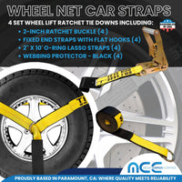 Load image into Gallery viewer, Side Mount Wheel Net With Flat Hook Ratchet Strap - 4 Pack
