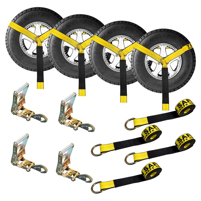 Side Mount Wheel Net With Ratchet Snap Hooks - 4 Pack