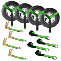 Load image into Gallery viewer, USA 4 Pack 2&quot; x 10&#39; Side Mount Wheel Net Tie Down w/Ratchet Lasso Strap J Hook
