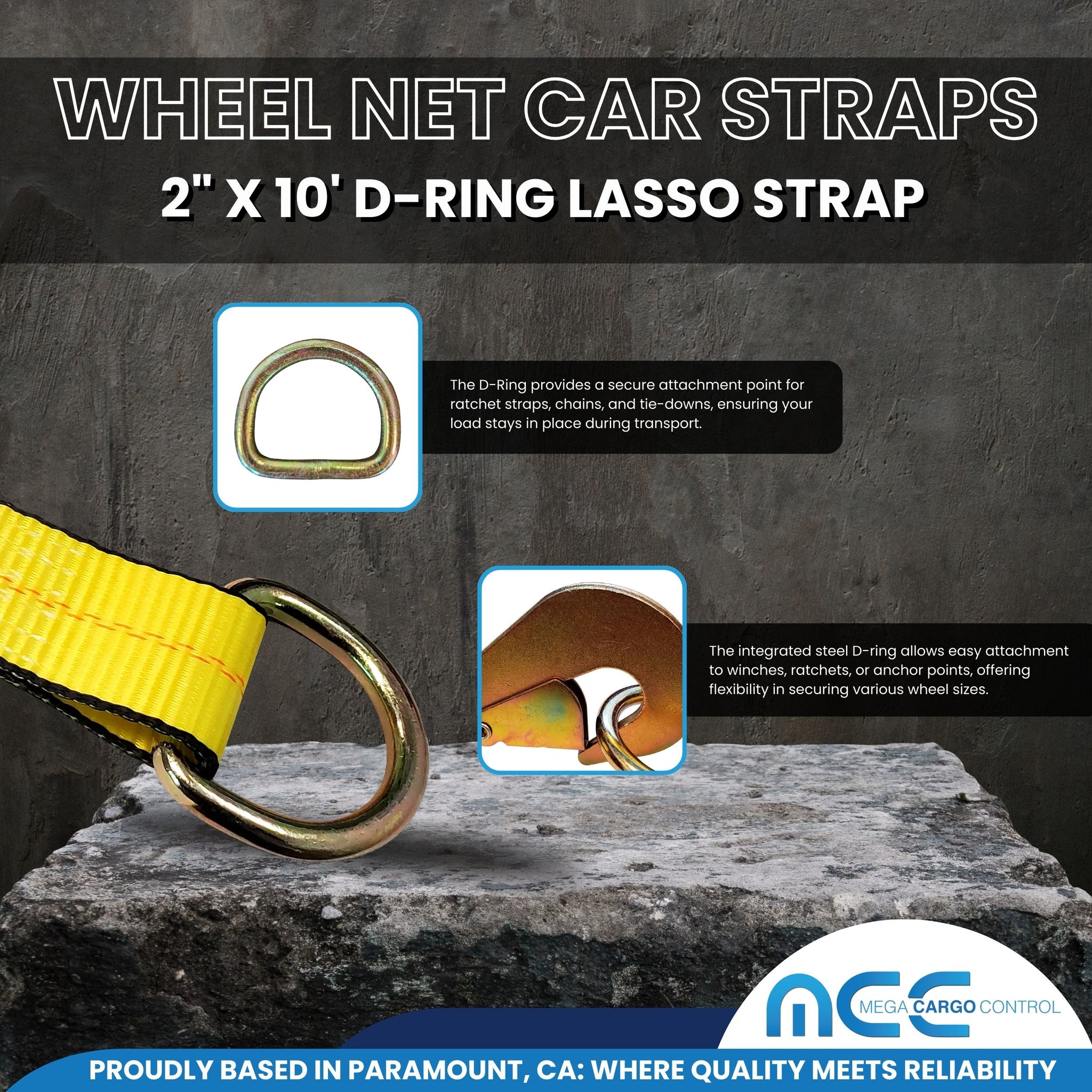2 X 10' Wedge Trailer Strap with Snap Hook Ratchet Tie Down