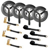 Load image into Gallery viewer, USA 4 Pack 2&quot; x 10&#39; Side Mount Wheel Net Tie Down w/Ratchet Lasso Strap J Hook
