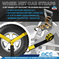 Load image into Gallery viewer, Side Mount Wheel Net With Ratchet Tube J Hooks - 4 Pack
