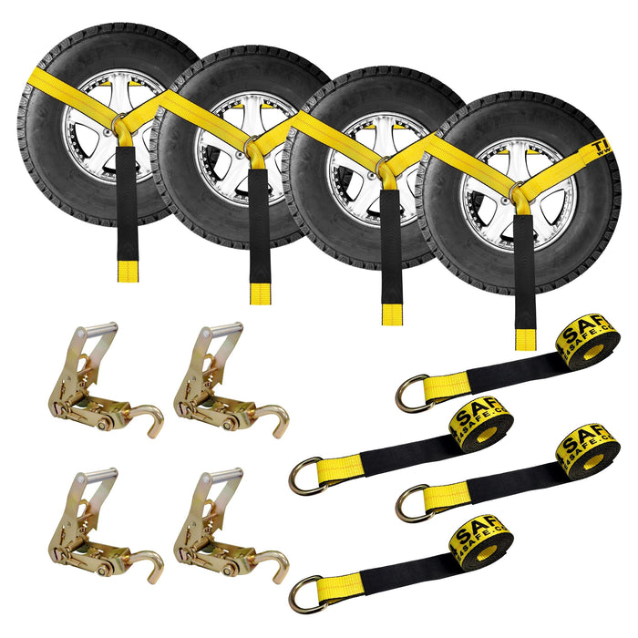 USA Side Mount Wheel Net With Ratchet Swivel J Hook - 4 Pack