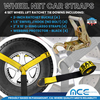 Load image into Gallery viewer, USA Side Mount Wheel Net With Ratchet Swivel J Hook - 4 Pack
