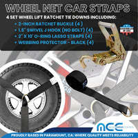 Load image into Gallery viewer, USA Side Mount Wheel Net With Ratchet Swivel J Hook - 4 Pack
