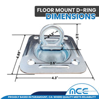 Load image into Gallery viewer, Recessed Square Pan Floor Mount D Rings - Zinc-Plated
