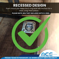 Load image into Gallery viewer, Recessed Square Pan Floor Mount D Rings - Zinc-Plated
