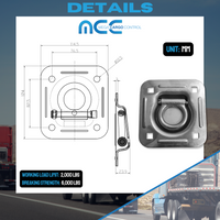 Load image into Gallery viewer, Recessed Square Pan Floor Mount D Rings - Stainless Steel

