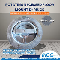 Load image into Gallery viewer, Rotating Recessed Floor Mount D Rings - Zinc-Plated
