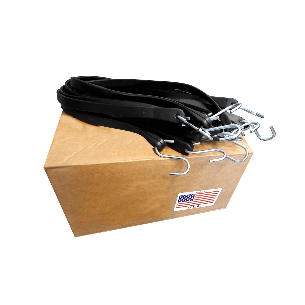 USA Made Rubber Tarp-Strap Bungee Cord with S Hooks