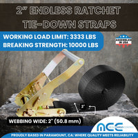 Load image into Gallery viewer, 2&quot; Utility Endless Ratchet Tie Down Strap (Long Handle Ratchet)
