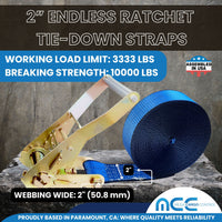 Load image into Gallery viewer, 2&quot; Utility Endless Ratchet Tie Down Strap (Long Handle Ratchet)

