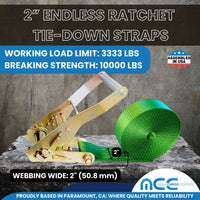 Load image into Gallery viewer, 2&quot; Utility Endless Ratchet Tie Down Strap (Long Handle Ratchet)
