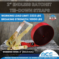 Load image into Gallery viewer, 2&quot; Utility Endless Ratchet Tie Down Strap (Long Handle Ratchet)
