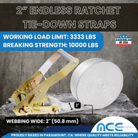Load image into Gallery viewer, 2&quot; Utility Endless Ratchet Tie Down Strap (Long Handle Ratchet)
