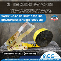 Load image into Gallery viewer, 2&quot; Utility Endless Ratchet Tie Down Strap (Long Handle Ratchet)
