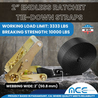 Load image into Gallery viewer, 2&quot; Utility Endless Ratchet Tie Down Strap (Short Handle Ratchet)

