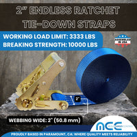 Load image into Gallery viewer, 2&quot; Utility Endless Ratchet Tie Down Strap (Short Handle Ratchet)
